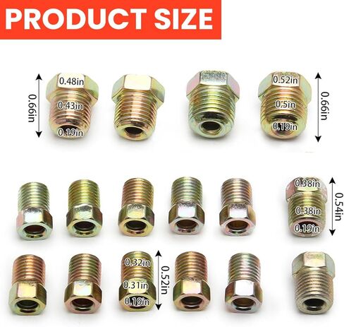 Car Brake Line Tubing Kit, 25 Ft. of 3/16 Copper Zinc-Coated Flexible Tube with 16 Inverted Flare Fittings, Auto Brake Line Replacement Tubing Coil for Hydraulic Fuel Transmission in Kuwait