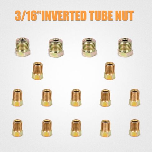 Wztepeng 2 حزم النحاس المغلفة خط أنابيب عدة 25 قدم 3/16 "مع 16 تركيبات الجوز أنبوب مقلوب متوافقة مع ناقل الحركة، الفرامل الهيدروليكية وأنظمة الوقود in Kuwait
