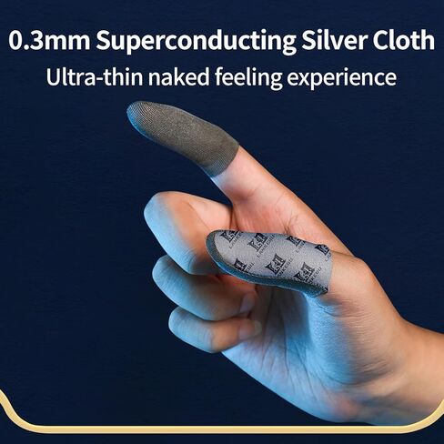 100 PCS Silver-Cloth Mobile Gaming Finger Sleeve,Anti-Sweat Breathable Finger Covers 0.3mm Extremely Thin Material, Game Controller Finger Thumb Sleeves Finger Seamless Touchscreen in Kuwait