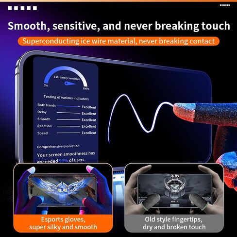 Gaming Gloves, Anti-Sweat Breathable Touch Finger Game Glove Finger Highly Sensitive Covers in Kuwait