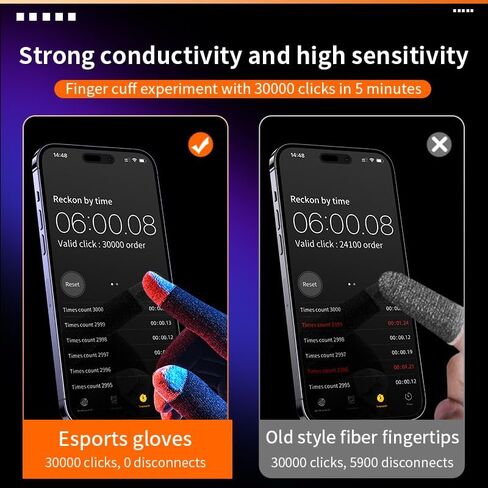 Gaming Gloves, Anti-Sweat Breathable Touch Finger Game Glove Finger Highly Sensitive Covers in Kuwait