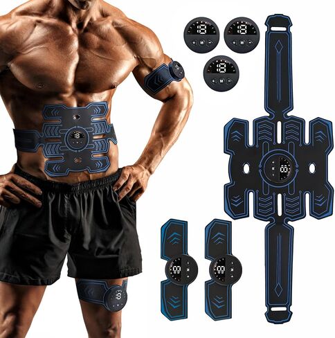 Emurdyon Abs Muscle Toner, Muscle Trainer, Strength Training Belt, USB Rechargeable Portable Fitness Workout Equipment for Men Woman, Home & Office Exercise Equipment in Kuwait