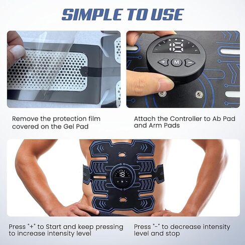 Emurdyon Abs Muscle Toner, Muscle Trainer, Strength Training Belt, USB Rechargeable Portable Fitness Workout Equipment for Men Woman, Home & Office Exercise Equipment in Kuwait