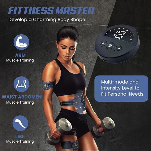 Emurdyon Abs Muscle Toner, Muscle Trainer, Strength Training Belt, USB Rechargeable Portable Fitness Workout Equipment for Men Woman, Home & Office Exercise Equipment in Kuwait