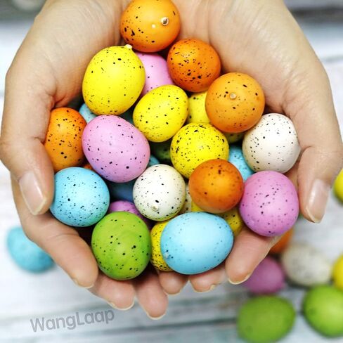 96 قطعة من بيض عيد الفصح الرمادي الصغير، بيض إسفنجي متنوع لملء المزهرية لتزيين طاولة عيد الفصح (رمادي) in Saudi Arabia