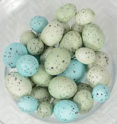 Small Artificial Bird Eggs, 36 Pieces, 75 to 1.25 Inches Long, Soft Blue and Green Speckled Eggs, Faux Easter Eggs, Bowl and Vase Filler in Saudi Arabia