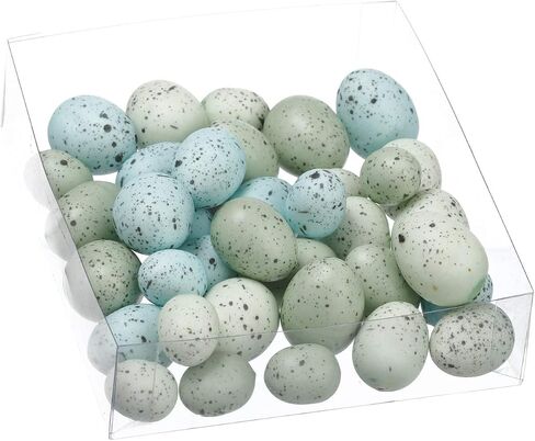 Small Artificial Bird Eggs, 36 Pieces, 75 to 1.25 Inches Long, Soft Blue and Green Speckled Eggs, Faux Easter Eggs, Bowl and Vase Filler in Saudi Arabia