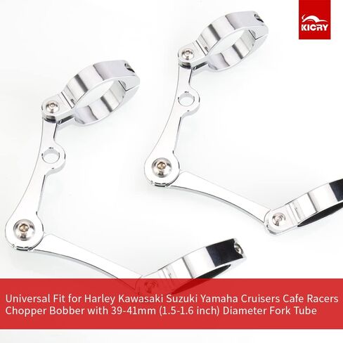 KICRY Universal Motorcycle Headlight Mounting Bracket Black 39-41mm Fork Tubes CNC الألومنيوم حامل مصباح الرأس متوافق مع Harley Chopper Bobber Cafe Racer (أسود، 39-41 مم) in Kuwait