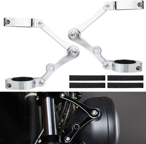 KICRY Universal Motorcycle Headlight Mounting Bracket Black 39-41mm Fork Tubes CNC الألومنيوم حامل مصباح الرأس متوافق مع Harley Chopper Bobber Cafe Racer (أسود، 39-41 مم) in Kuwait