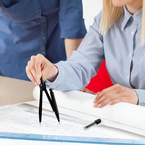 3 عبوات من بوصلة الرياضيات المعدنية الأساسية الملونة لمجموعة الهندسة، وسلاسل إضافية، وتصميم قلم رصاص ميكانيكي، وبوصلة أدوات الرسم للطلاب واللوازم المدرسية واللوازم المكتبية (أبيض وأسود) in Kuwait