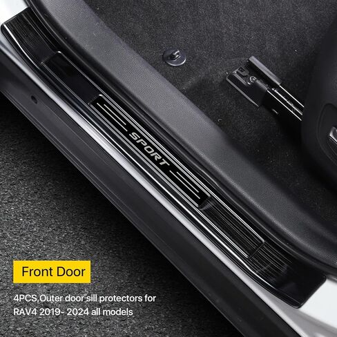 لغطاء واقي عتبة الباب الخارجي من الفولاذ المقاوم للصدأ RAV4، مناسب لسيارة Toyota RAV4 2019 2020 2021 2022 2023 ملحقات الزخرفة ملصق تزيين لوحة حماية دخول الباب الداخلي - حبوب ألياف الكربون in Kuwait