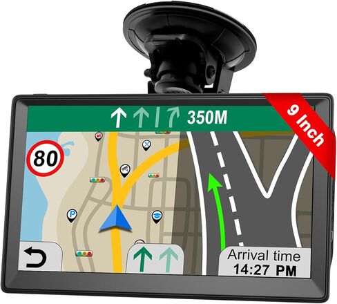 نظام تحديد المواقع العالمي (GPS) للسائقين التجاريين لشاحنة GPS مقاس 9 بوصة مع خرائط 2024 US/CA/MX، تحديث مجاني للخريطة، توجيه صوتي، تنبيه القيادة، نظام ملاحة وحدة GPS محمول للمركبات شبه الشاحنة RV in Kuwait