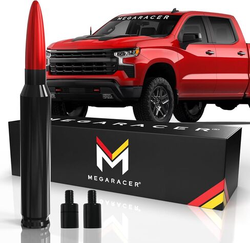 Mega Racer Antenna for Truck - 1999-2024 Chevrolet Silverado GMC Sierra Truck Antenna, 5.5" Red Black Antennas, Short Car Antenna Replacement, Chevy Silverado 1500 Accessories, GMC Truck Accessories in Saudi Arabia