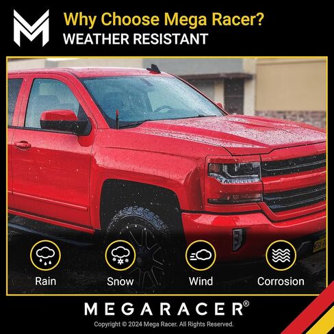 Mega Racer Antenna for Truck - 1999-2024 Chevrolet Silverado GMC Sierra Truck Antenna, 5.5" Red Black Antennas, Short Car Antenna Replacement, Chevy Silverado 1500 Accessories, GMC Truck Accessories in Saudi Arabia