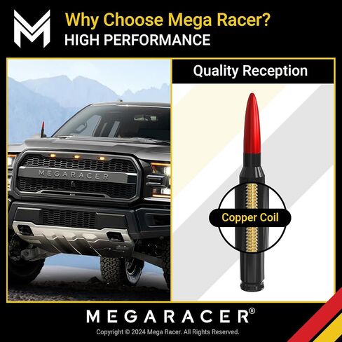 Mega Racer Antenna for Truck - 1999-2024 Chevrolet Silverado GMC Sierra Truck Antenna, 5.5" Red Black Antennas, Short Car Antenna Replacement, Chevy Silverado 1500 Accessories, GMC Truck Accessories in Saudi Arabia