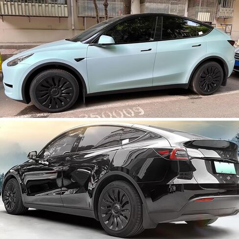 YIZBAP 4 قطع غطاء عجلة Tesla Model Y - أغطية إطار سوداء غير لامعة مقاس 19 بوصة (نمط UberTurbine) مناسبة لموديل 2020-2023 Y in Saudi Arabia