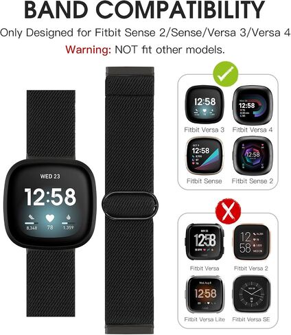 TOYOUTHS Compatible with Fitbit Sense/Sense 2 Band/Versa 3/Versa 4 Bands Women Men Elastic Adjustable Nylon Fabric Strap Scrunchies Solo Loop Stretchy Bracelet Dressy Sport Wristband Accessories in Saudi Arabia