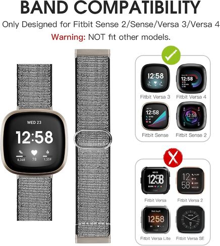 TOYOUTHS متوافق مع Fitbit Sense/Sense 2 Band/Versa 3/Versa 4 Bands للنساء والرجال وحزام من نسيج النايلون المرن القابل للتعديل Scrunchies بحلقة منفردة وسوار قابل للتمدد وإكسسوارات معصم رياضية أنيقة in Saudi Arabia