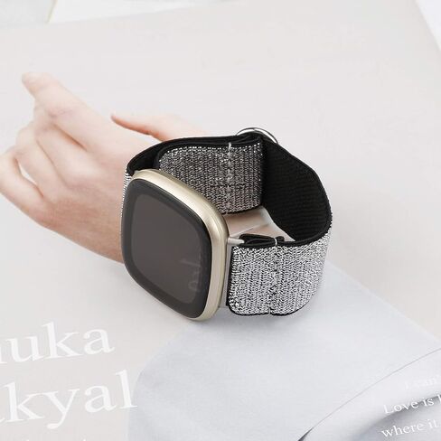 TOYOUTHS متوافق مع Fitbit Sense/Sense 2 Band/Versa 3/Versa 4 Bands للنساء والرجال وحزام من نسيج النايلون المرن القابل للتعديل Scrunchies بحلقة منفردة وسوار قابل للتمدد وإكسسوارات معصم رياضية أنيقة in Saudi Arabia