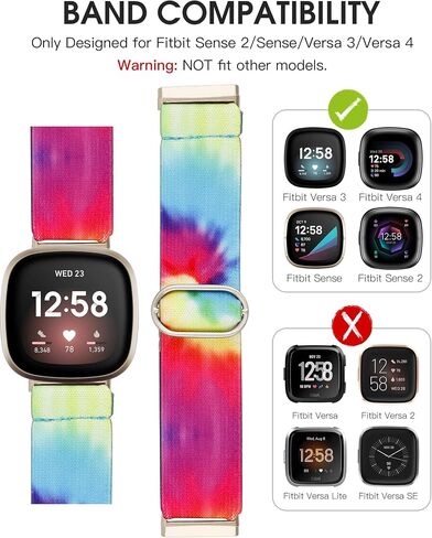 TOYOUTHS Compatible with Fitbit Sense/Sense 2 Band/Versa 3/Versa 4 Bands Women Men Elastic Adjustable Nylon Fabric Strap Scrunchies Solo Loop Stretchy Bracelet Dressy Sport Wristband Accessories in Saudi Arabia