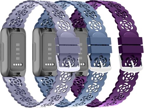 3-Pack Slim Silicone Bands Compatible with Fitbit Inspire 3/Inspire 2/Inspire HR/Inspire/Ace 3/Ace 2, Lace Silicone Thin Narrow Rose Hollowed-out Sports Replacement Wristband Strap in Saudi Arabia