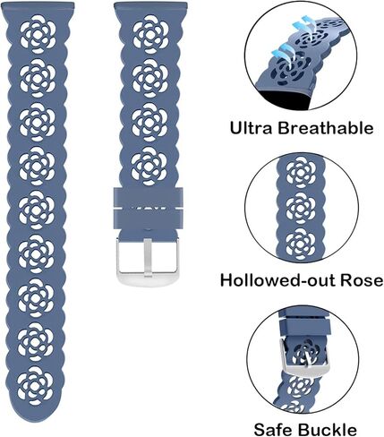 3-Pack Slim Silicone Bands Compatible with Fitbit Inspire 3/Inspire 2/Inspire HR/Inspire/Ace 3/Ace 2, Lace Silicone Thin Narrow Rose Hollowed-out Sports Replacement Wristband Strap in Saudi Arabia