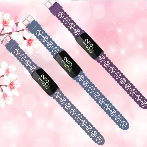 3-Pack Slim Silicone Bands Compatible with Fitbit Inspire 3/Inspire 2/Inspire HR/Inspire/Ace 3/Ace 2, Lace Silicone Thin Narrow Rose Hollowed-out Sports Replacement Wristband Strap in Saudi Arabia