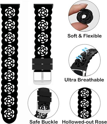 3-Pack Slim Silicone Bands Compatible with Fitbit Inspire 3/Inspire 2/Inspire HR/Inspire/Ace 3/Ace 2, Lace Silicone Thin Narrow Rose Hollowed-out Sports Replacement Wristband Strap in Saudi Arabia