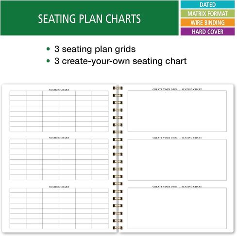 Elan Publishing Company HARDCOVER 7 Period Dated Teacher Lesson Plan; Days Horizontally Across The Top Dated for 2024-2025 Academic Year with Bonus Clip-in Bookmark (Teal Floral) in Saudi Arabia