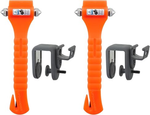LifeHammer Brand Car Safety Hammer, The Original Emergency Escape and Rescue Tool with Seatbelt Cutter, Made in The Netherlands, Orange (2-Pack) in Saudi Arabia