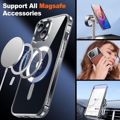 JAME for iPhone 11 Case Clear, Compatible with Magsafe, Not Yellowing, iPhone 11 Phone Case Magnetic with 2 Glass Screen Protectors, Shockproof Transparent Phone Case for iPhone 11, 6.1 inch, Clear in Saudi Arabia