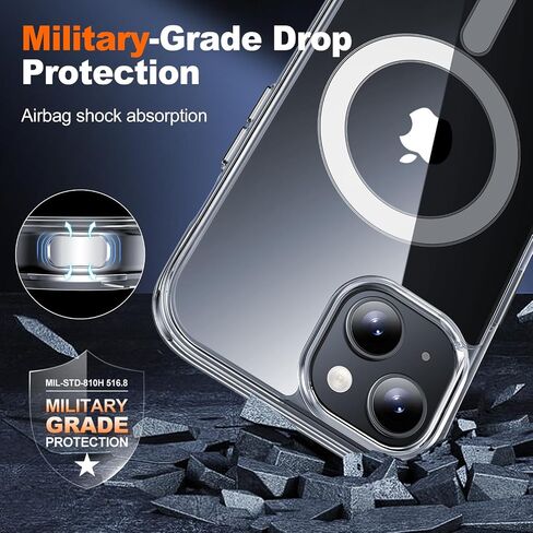 JAME for iPhone 11 Case Clear, Compatible with Magsafe, Not Yellowing, iPhone 11 Phone Case Magnetic with 2 Glass Screen Protectors, Shockproof Transparent Phone Case for iPhone 11, 6.1 inch, Clear in Saudi Arabia