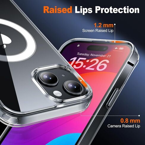 JAME for iPhone 11 Case Clear, Compatible with Magsafe, Not Yellowing, iPhone 11 Phone Case Magnetic with 2 Glass Screen Protectors, Shockproof Transparent Phone Case for iPhone 11, 6.1 inch, Clear in Saudi Arabia