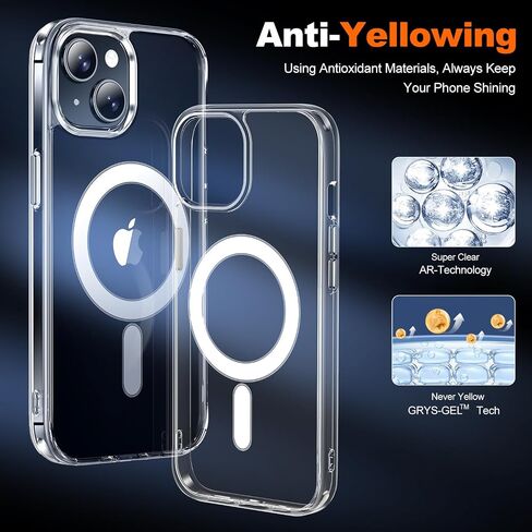 JAME for iPhone 11 Case Clear, Compatible with Magsafe, Not Yellowing, iPhone 11 Phone Case Magnetic with 2 Glass Screen Protectors, Shockproof Transparent Phone Case for iPhone 11, 6.1 inch, Clear in Saudi Arabia