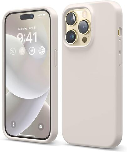 جراب Elago متوافق مع iPhone 14 Pro، جراب سيليكون سائل، غطاء واقٍ لكامل الجسم، مقاوم للصدمات، جراب هاتف نحيف، بطانة ناعمة من الألياف الدقيقة مضادة للخدش، 6.1 بوصة (حجري) in Saudi Arabia