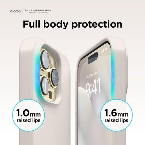 جراب Elago متوافق مع iPhone 14 Pro، جراب سيليكون سائل، غطاء واقٍ لكامل الجسم، مقاوم للصدمات، جراب هاتف نحيف، بطانة ناعمة من الألياف الدقيقة مضادة للخدش، 6.1 بوصة (حجري) in Saudi Arabia