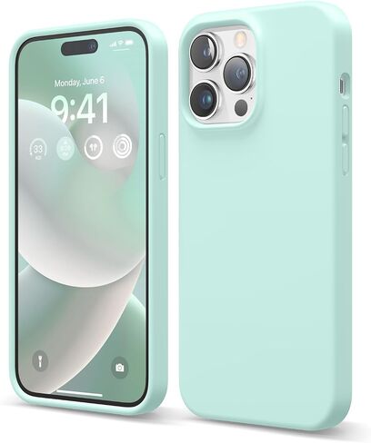 جراب Elago متوافق مع iPhone 14 Pro، جراب سيليكون سائل، غطاء واقٍ لكامل الجسم، مقاوم للصدمات، جراب هاتف نحيف، بطانة ناعمة من الألياف الدقيقة مضادة للخدش، 6.1 بوصة (حجري) in Saudi Arabia