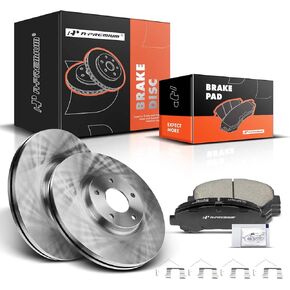 A-Premium 12.58 inch (319.6mm) Front Vented Disc Brake Rotors + Ceramic Pads Kit Compatible with Select Nissan Models - Maxima 2009-2014/2016-2019, 6-PC Set