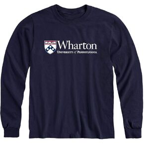 Ivysport University of Pennsylvania Long Sleeve T-Shirt by Wharton Logo, 100% Cotton, Heather Grey, Long Sleeve T-Shirt