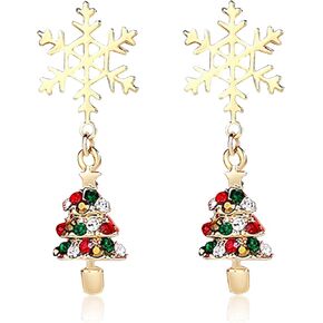 Mismatched Christmas Dangle Stud Earrings Holiday Party Drop Earrings Enamel Crystal Santa Claus Bell Hat Earring Cute Christmas Costume Jewelry Women
