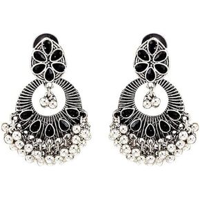 Indian Earrings Traditional Jhumka Jhumki Earrings Vintage Ethnic Earrings Crystal Vintage Ethnic Earrings Teardrop Drop Dangle Earrings Jewelry for Women