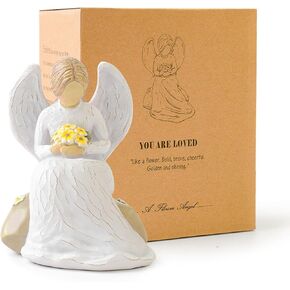 NANAOUS Guardian Angel Statues and Figurines, Praying Angel Figurines for Women, Resin Angeles Decorativos Hand-Painted Collectible Sculpture, Ornaments Remembrance Condolence Gifts