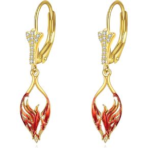 Phoenix Earrings for Women Sterling Silver Phoenix Dangle Earrings Gold with Zircon Phoenix Jewelry Gifts for Wife Daughter Mother