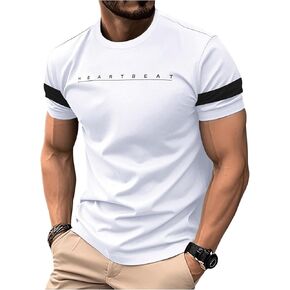 Verdusa Men's Round Neck Short Sleeve Letter Print Tee Top Muscle T Shirts