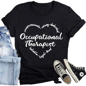 Women Occupational Therapy Shirt Occupational Therapist Heart T-Shirt Casual OT Tee Tops