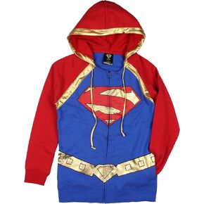 DC Comics Superman Junior Women's Hooded Zippered Costume S Logo Jacket