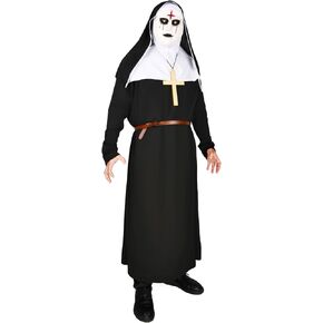 Nun Costume for Women Men Scary Halloween Nun Mask Adult The Nun Costume Black Nun Dress Cosplay