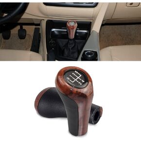 SANRILY Wood Texture 6 Speed Manual Shift Knob Fit for BMW E90 E46 3 5 6 Series E39 E60 E61 E91 E92 E82 X3 E83 ABS and Leather Shifter Knob Adapter Car Shifter knobs Accessories