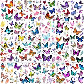 Bilizar 64 Sheets Long Lasting Flower Temporary Tattoos For Women Arm Neck, Jellyfish Sunflower Moon Rose Fake Tattoos For Adults Girl, 3D Temp Realistic Snake Tatoo Stickers Serpent Peony Floral Kids
