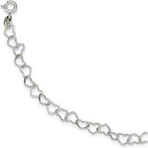 Jewels By Lux Sterling Silver 6inch Polished Fancy Heart Link Bracelet